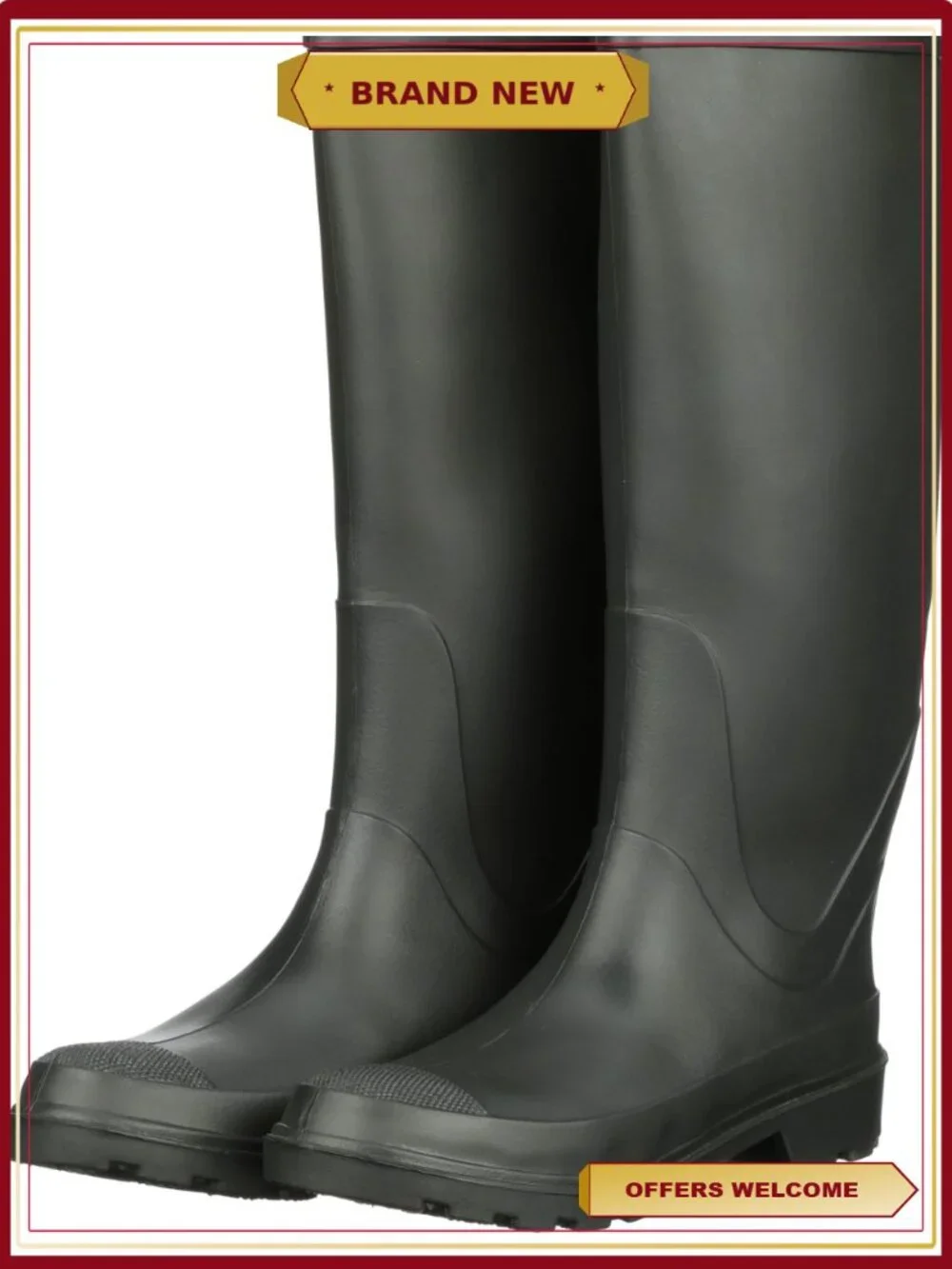 Men's Steel Shank Waterproof PVC Rubber Pull-On Work Boot
